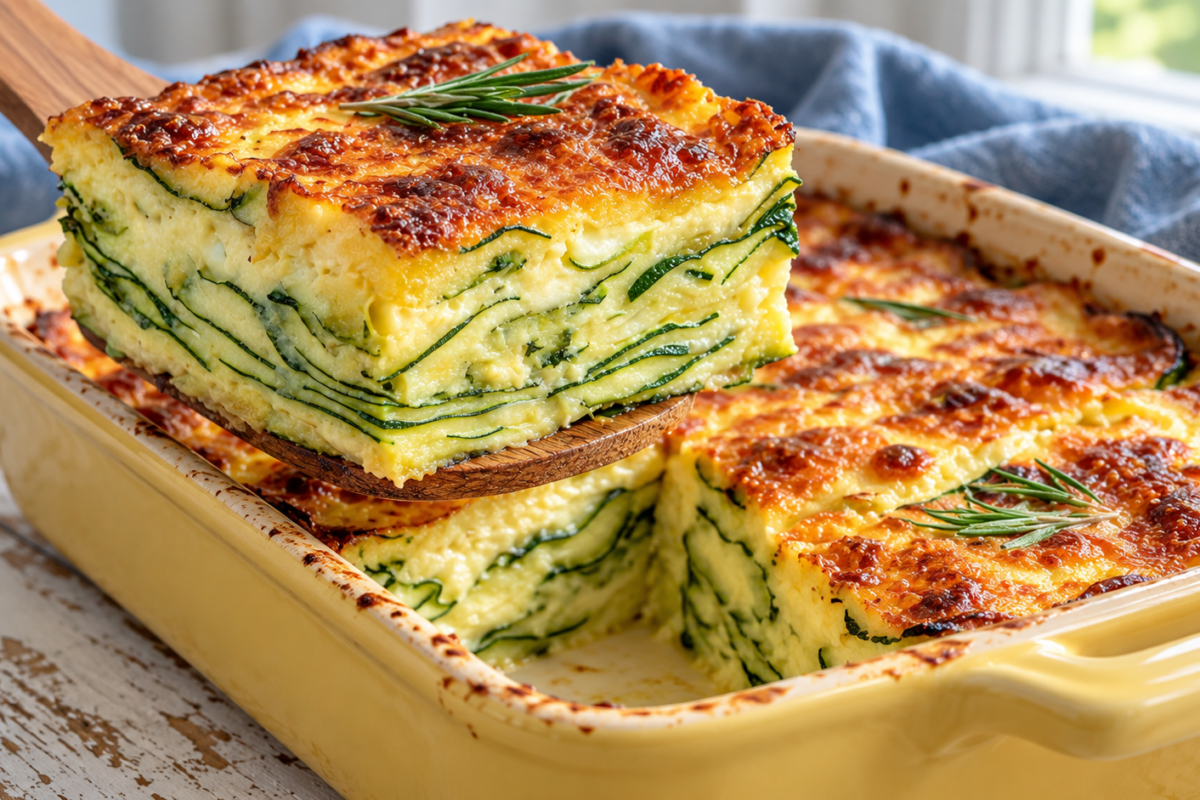 Gratin de courgettes à la béchamel avec un dessus de fromage doré